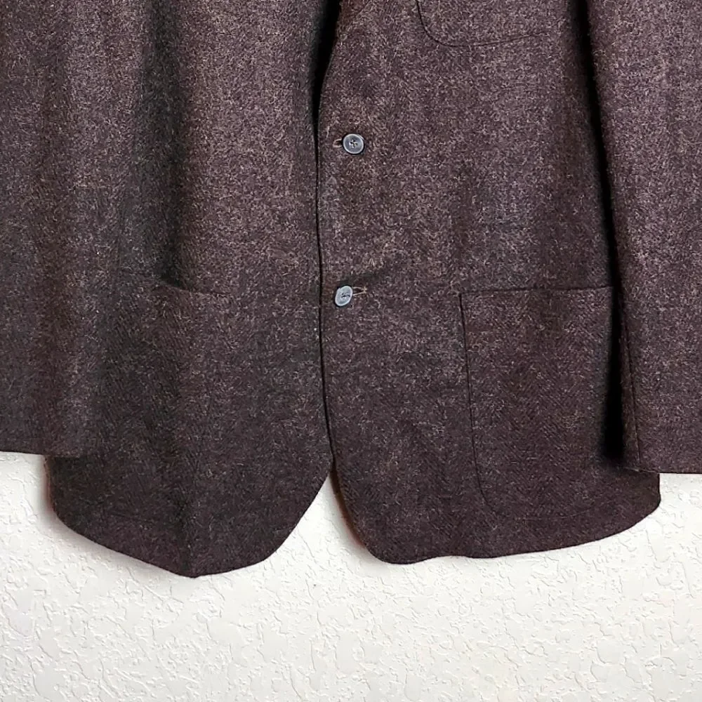 Vintage J Crew 90s Mens Oarsman Wool Alpaca Blazer Jacket Brown Size M Tall